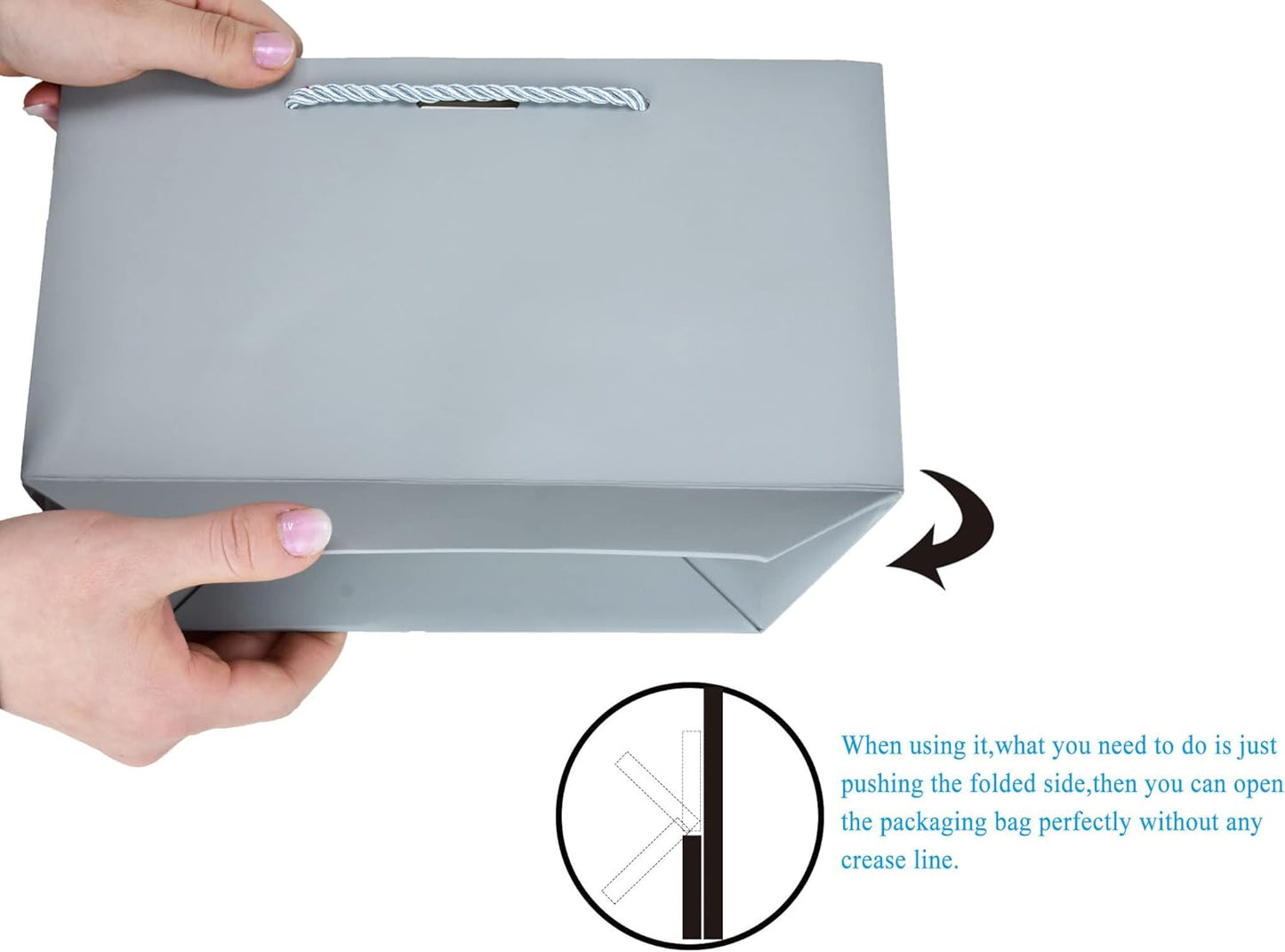 HUAPRINT Gift Bags with Handles,7.48×3.54×7.9 inches,Party Favor Bags with Bow Ribbon,12Pcs Grey Paper Bags for Birthday Wedding Bridesmaid Present Celebration Holiday