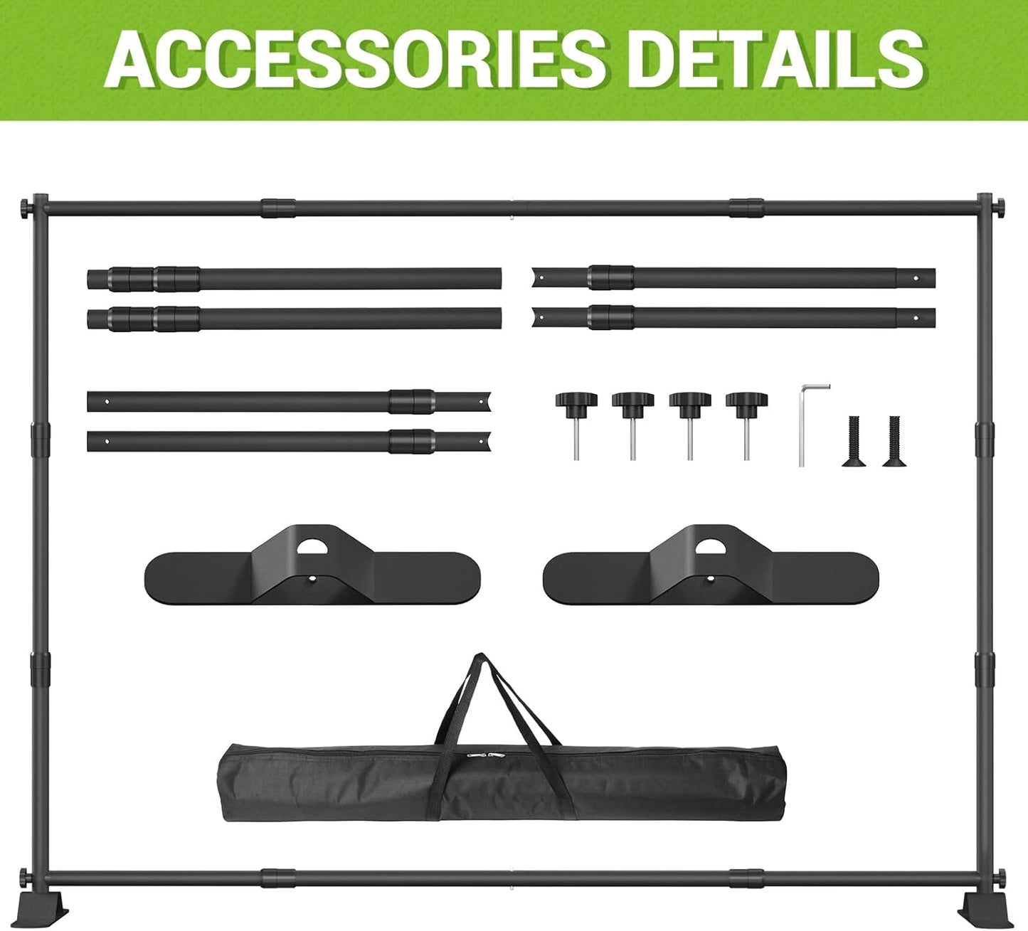 10 x 8 Ft Heavy Duty Backdrop Banner Stand, Adjustable Photo Background Support Frame Kit, Backdrop Stand for Parties Birthday Party Baby Shower Wedding Decorations