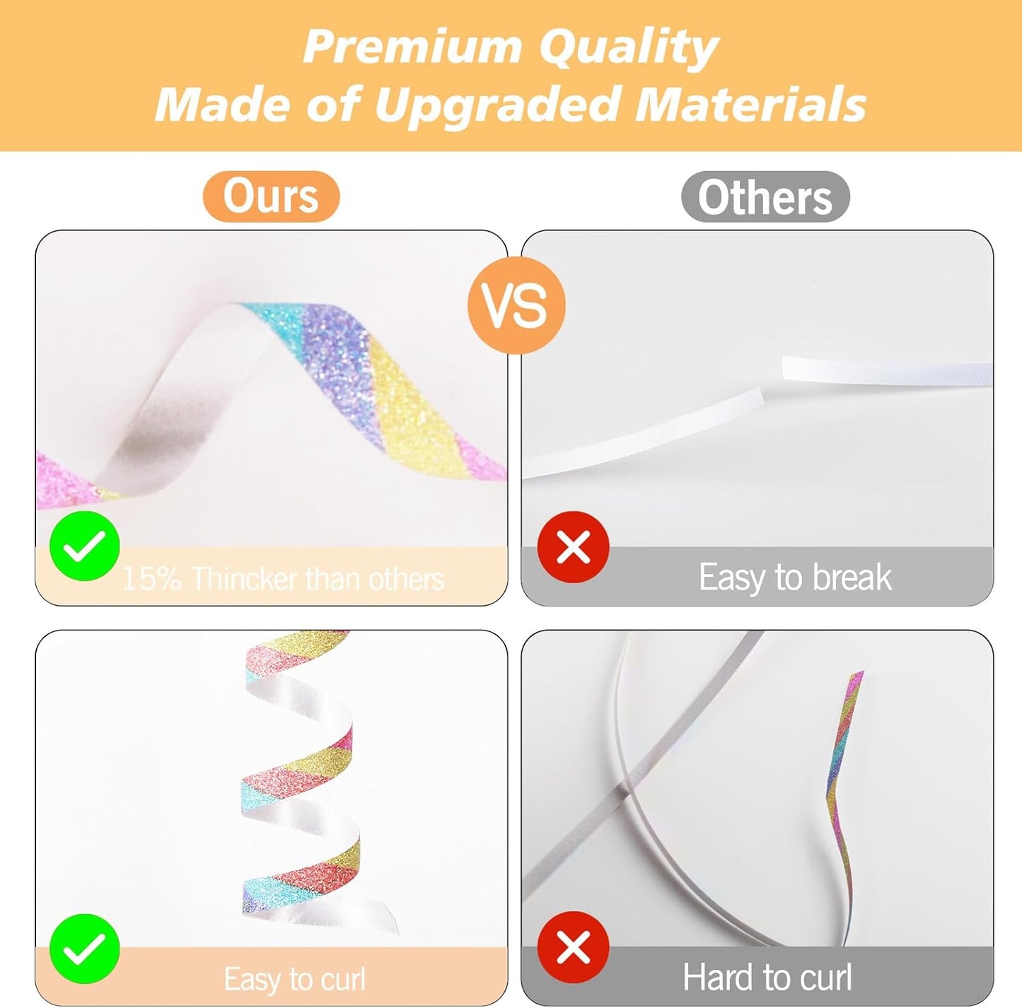 500 Yard Curling Ribbon, Rainbow Glitter Curly Ribbons for Gift Wrapping, Balloon String Ribbon, Thin Gift Wrap Ribbon for Valentine's Day Wedding Birthday Party Christmas Decorations