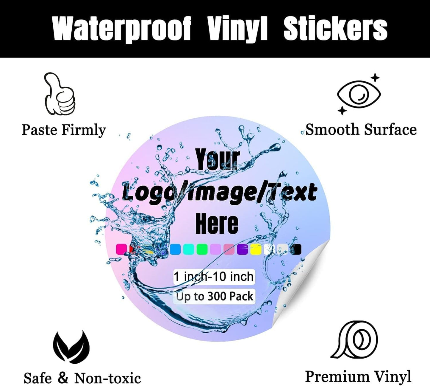 Custom Stickers for Weddings, Birthdays & Businesses - Personalized Labels with Your Logo - Waterproof, Fade and Heat Resistant - Pack of 100-1000 (Wreath C, 3 Inch)