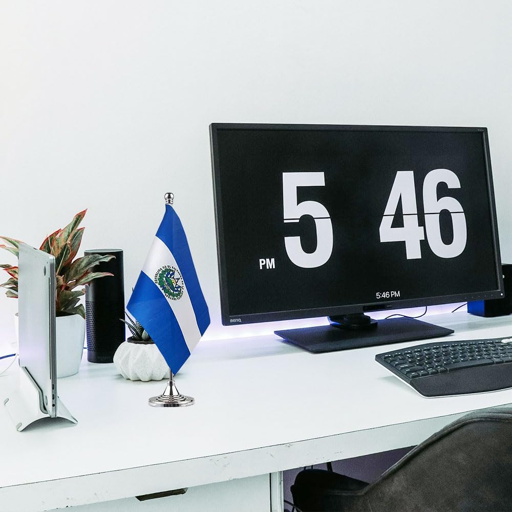 El Salvador Flag Salvadorian Flags, Small Mini Salvadorian Desk Flag, Used for Table Office Classroom Home Patriotic Events Decorations