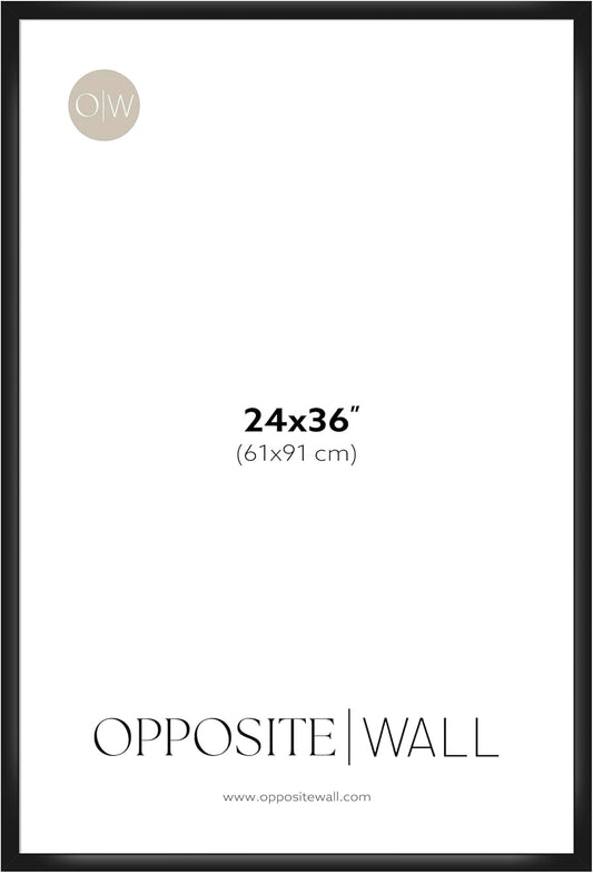 Opposite Wall - 24x36 in - Black Picture Frame - Lightweight, Versatile & Shatterproof - Large Wall Hanging Photo or Poster Frame - Wall Decor for Office, Gallery & Home
