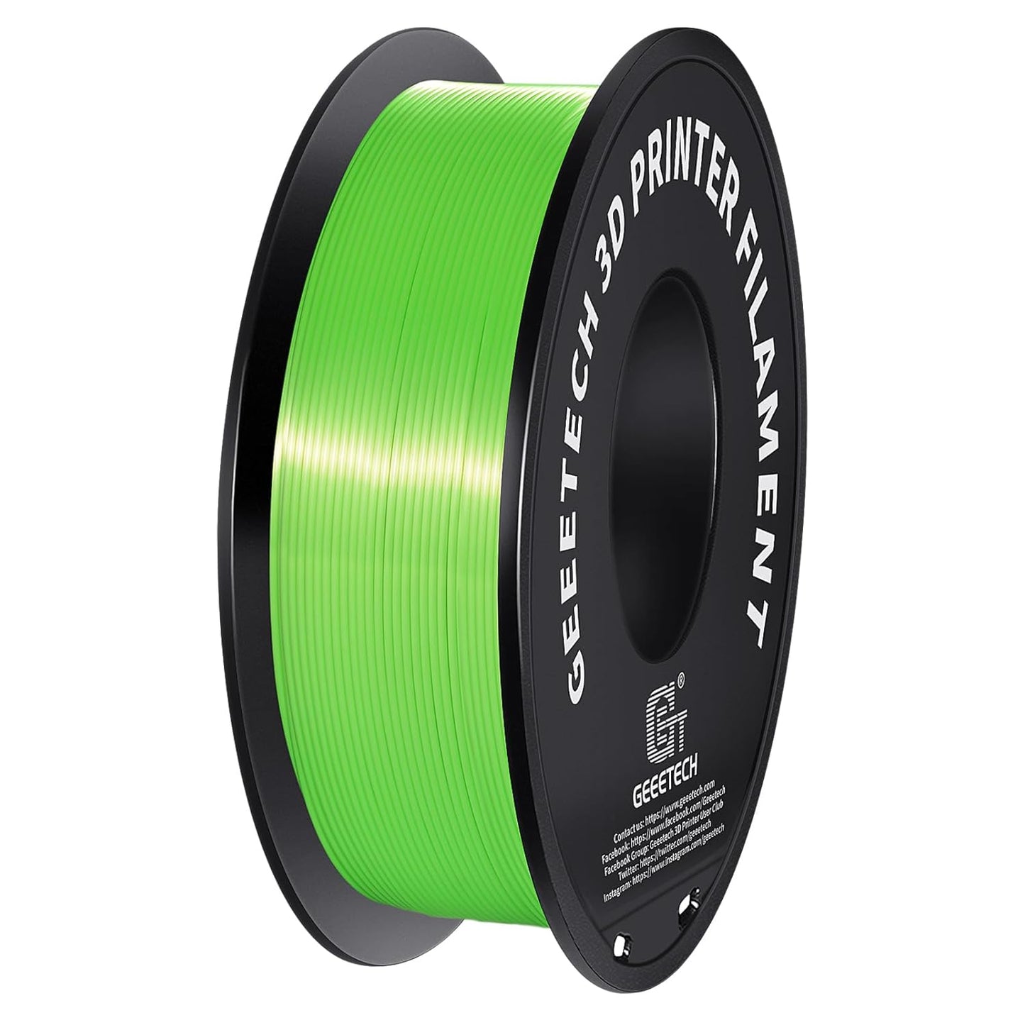 Geeetech Silk PLA Filament 1.75mm 3D Printer Filament Apple Green, Metal-Like Shiny Silk PLA Filament, 1kg (2.2lbs) 1 Spool, Dimensional Accuracy +/- 0.02 mm, Bright Green