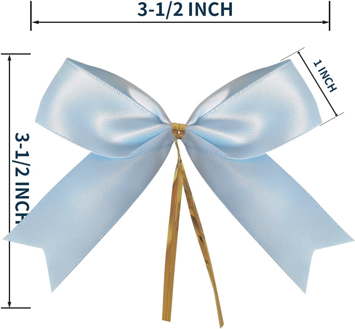 50pcs 3.5" Light Blue Satin Ribbon Bows Twist Ties Bows Wine Bows Tie with Fish Tail Cutting (Lt.Blue)