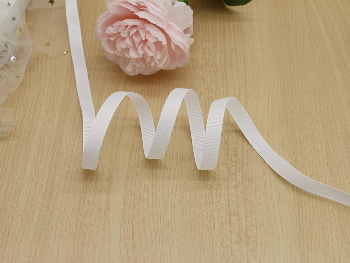 Jesep One Roll 100 Yards 3/8" Soild Grosgrain Ribbon Boutique Gift Wrapping Package Ribbon, DIY Crafts Bow Hair Headband Accessories Assorted Ribbon#29(3/8" 10mm, White)