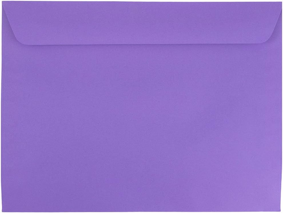 JAM PAPER 9 x 12 Booklet Colored Envelopes - Violet Purple Recycled - 50/Pack
