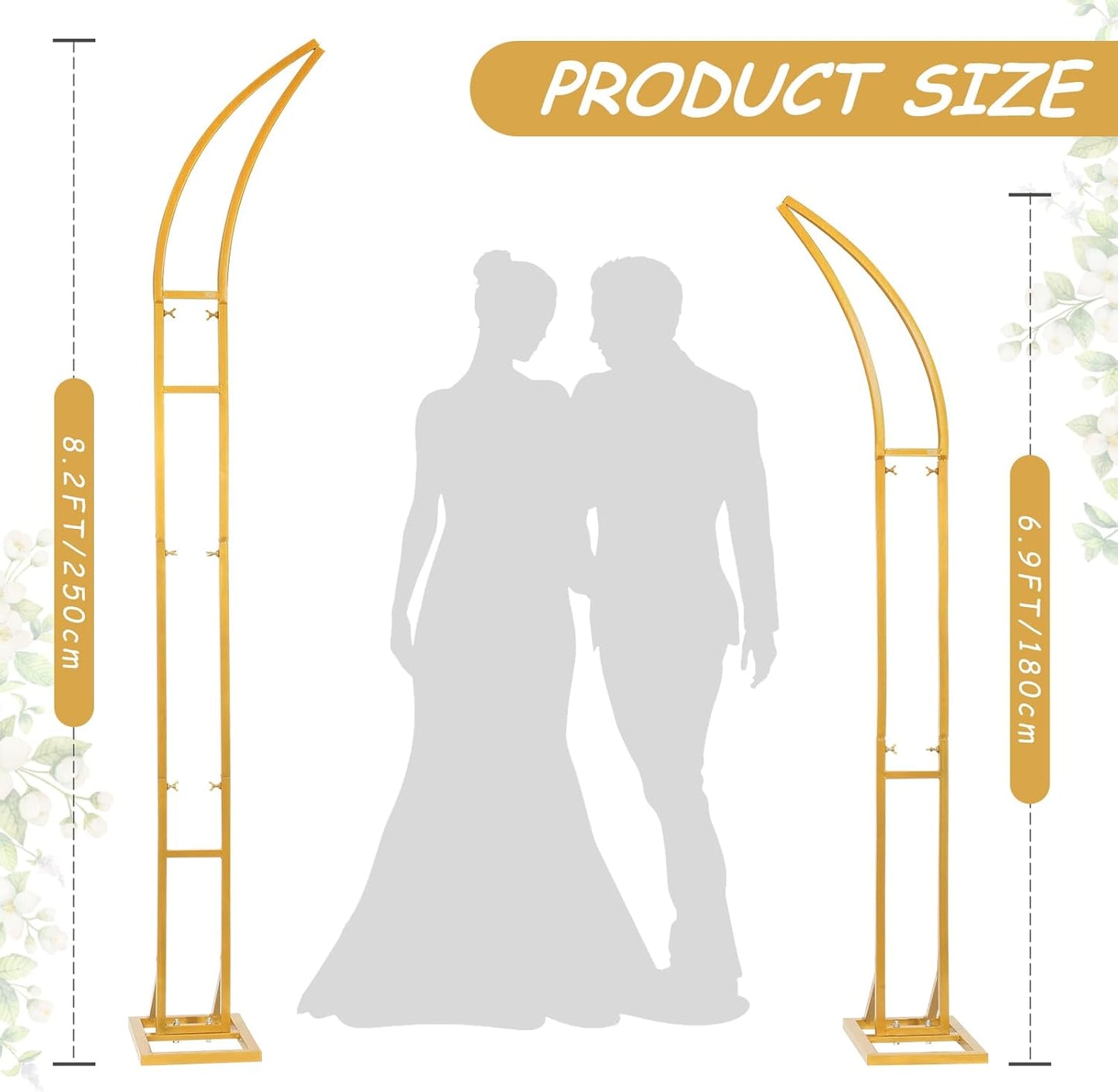 Wedding Arch Stand - 2pcs Large 5.9&6.9Ft Balloon floral Arch Stand Half Arch Flower Frame Photography Backdrop stand, Metal Heavy Firm Base for Bridal &Ceremony Baby Shower Birthday Party Decor,White