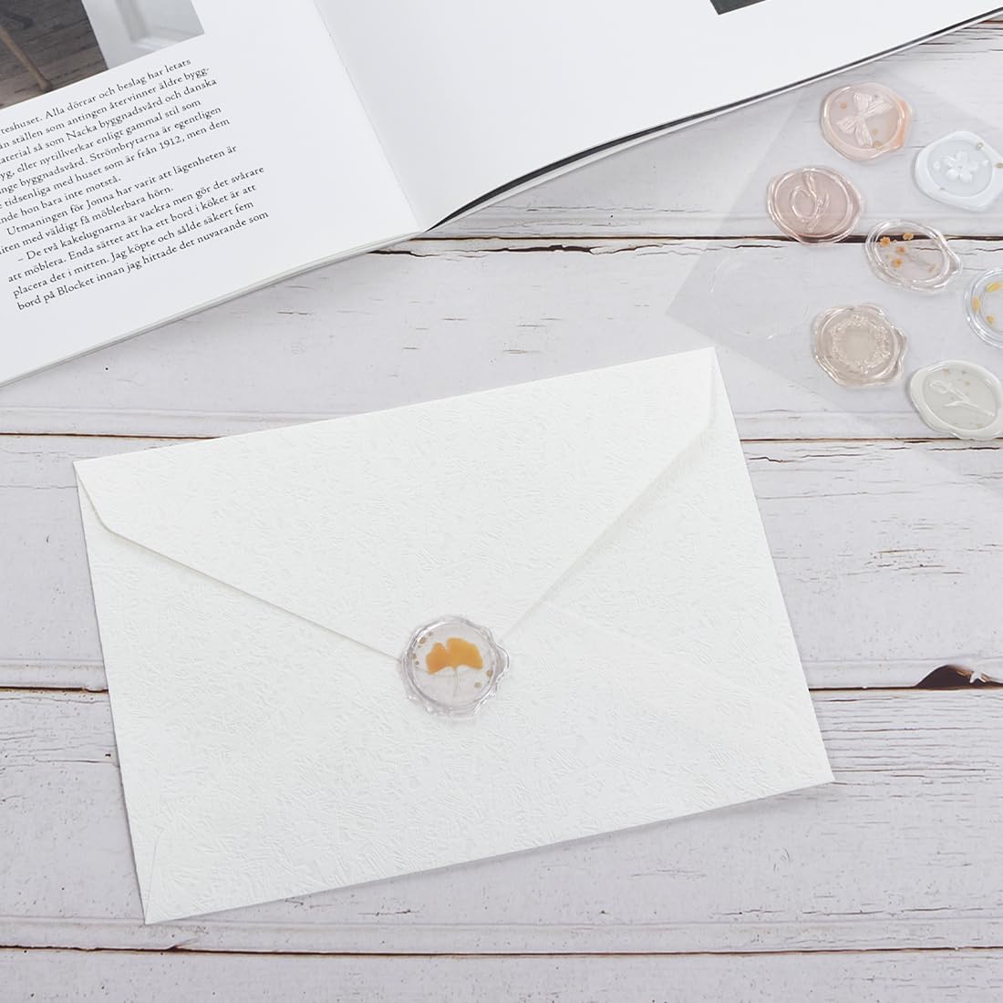 30 Pieces A6 Envelopes with 30 Seal Stickers, 6.32 x 4.45 inch Envelopes for 4 x 6 Wedding Invitation Cards, Greeting Cards, Graduation, Birthday Party Invitations, White.