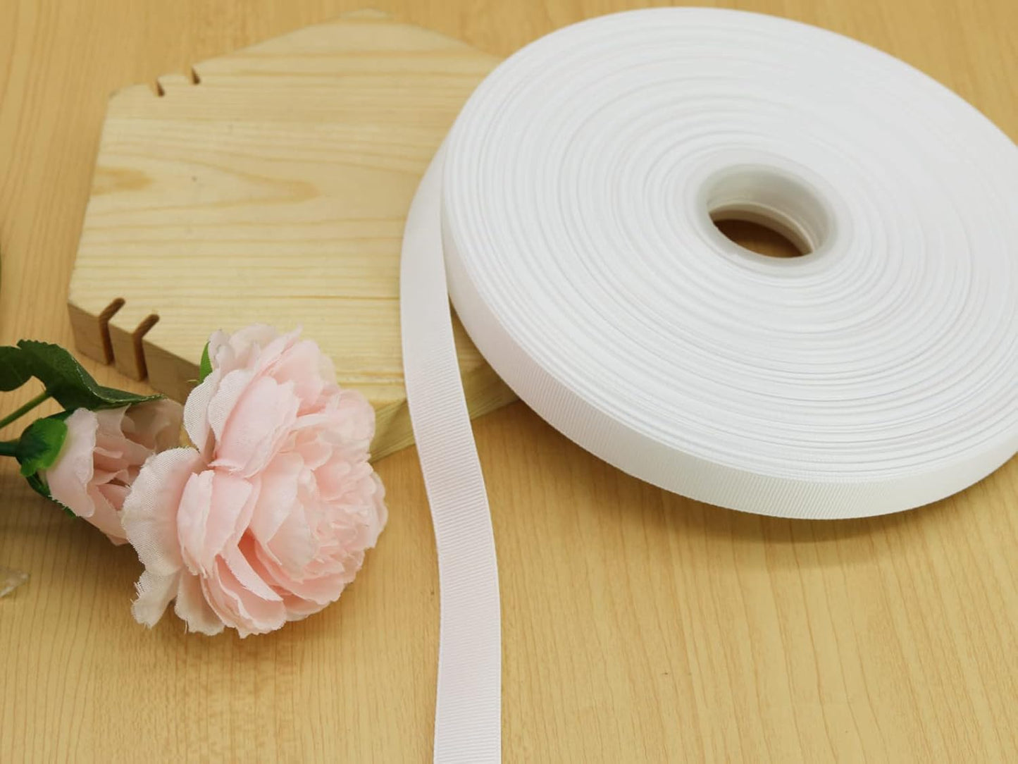 Jesep One Roll 100 Yards 5/8" Soild Grosgrain Ribbon Boutique Gift Wrapping Package Ribbon, DIY Crafts Bow Hair Headband Accessories Assorted Ribbon #29(5/8" 15mm, White)