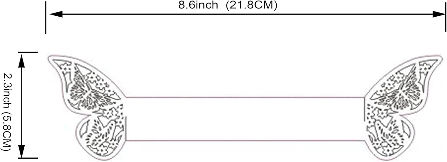 Butterfly Purple Paper Napkin Rings Set of 100 pcs，3D Laser Cut Foil Cutout Paper Napkins Holder,Disposable Serviette Rings for Tables,Decorations,Wedding,Dinner,Party Decor (Purple)