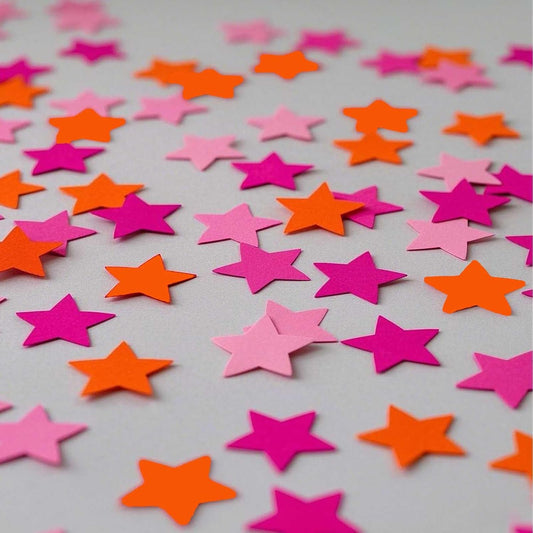 Hot Pink Orange and Pink Star Confetti for Party and Tables Decoration,Fall Autumn Groovy Theme Retirement Bachelor Baby Shower Birthday Wedding Graduation Party Decoration,1.2inch in Diameter,200pc