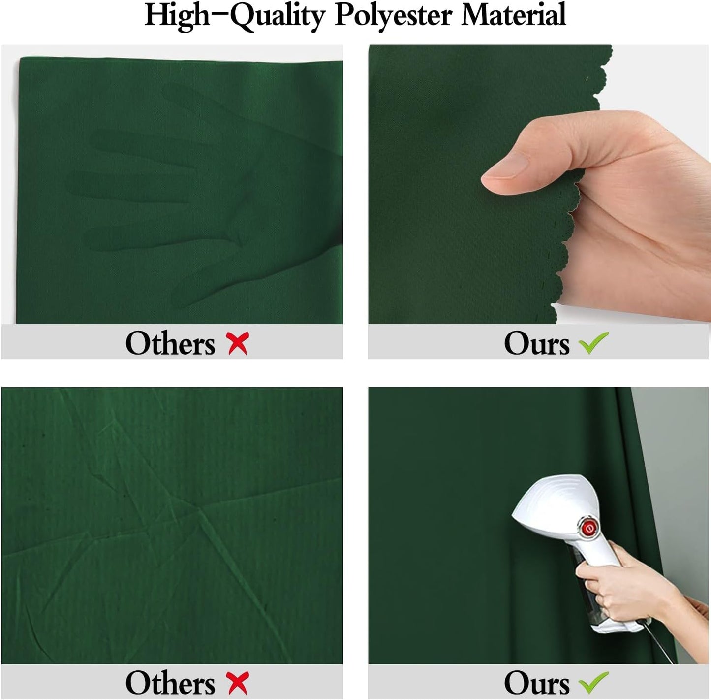 8x10FT Dark Green Screen Backdrops for Photography, Virtual Green Screen Backdrop Pieces for Meetings, Curtains for Party Decoration Video Shooting