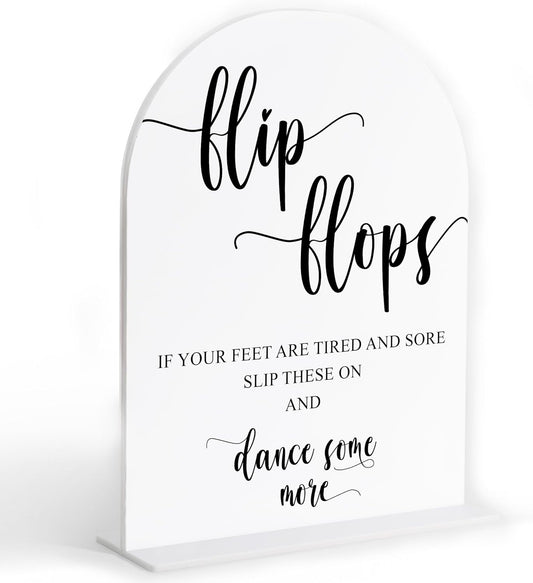 Wedding Flip Flops for Guests Sign, White Arch Acrylic Sign, Wedding Dance Floor Props, Bridal Shower Decor, Engagement Party Decor, Centerpiece Table Decorations Party for Bride and Groom-12