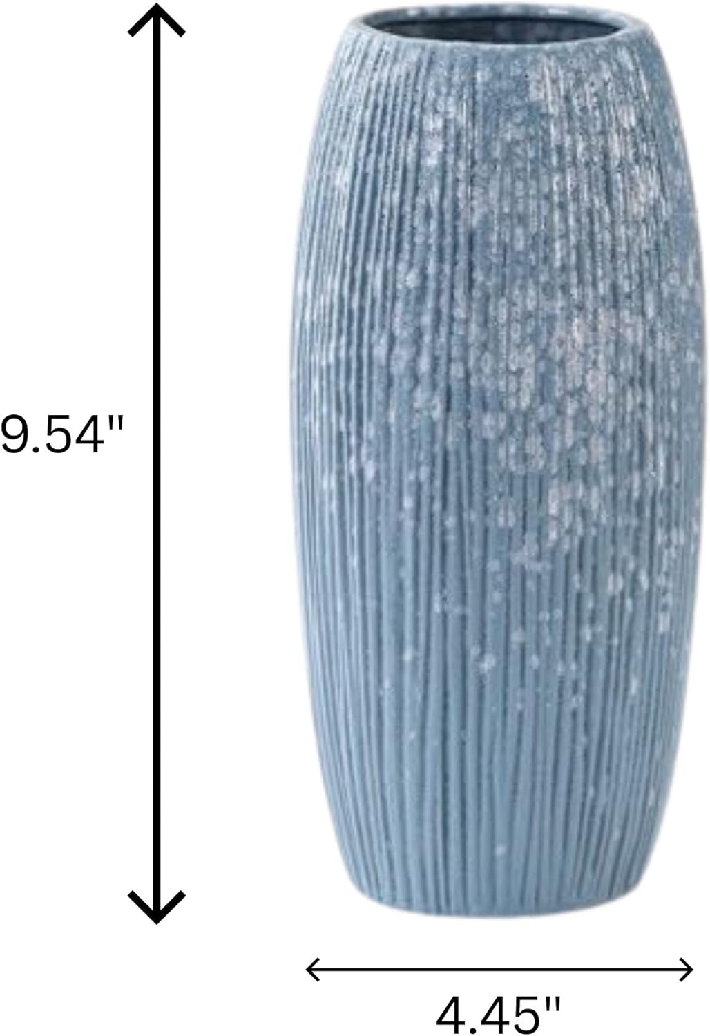 Premium Blue Ceramic Vase – Ribbed Tall Flower Vase for Home Décor, Modern Minimalist Table Centerpiece, Pampas Grass, Dried Flowers, Shelf & Living Room Decoration