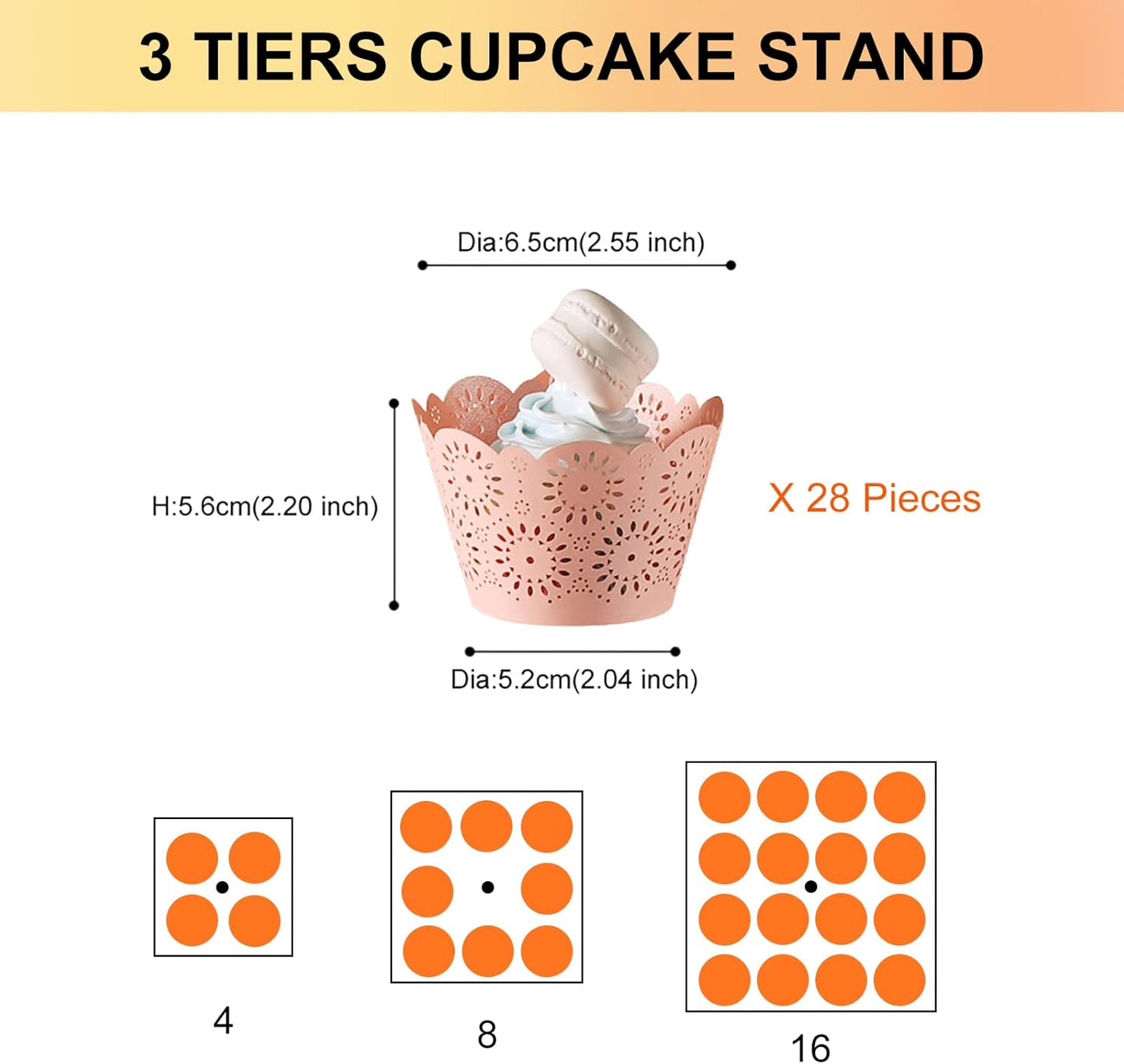 Boxalls Cupcake Stand, 3 Tier Square Acrylic Cupcake Display Stand Holder, Clear Dessert Pastry Tower for Wedding, Birthday, Theme Party, Baby Shower