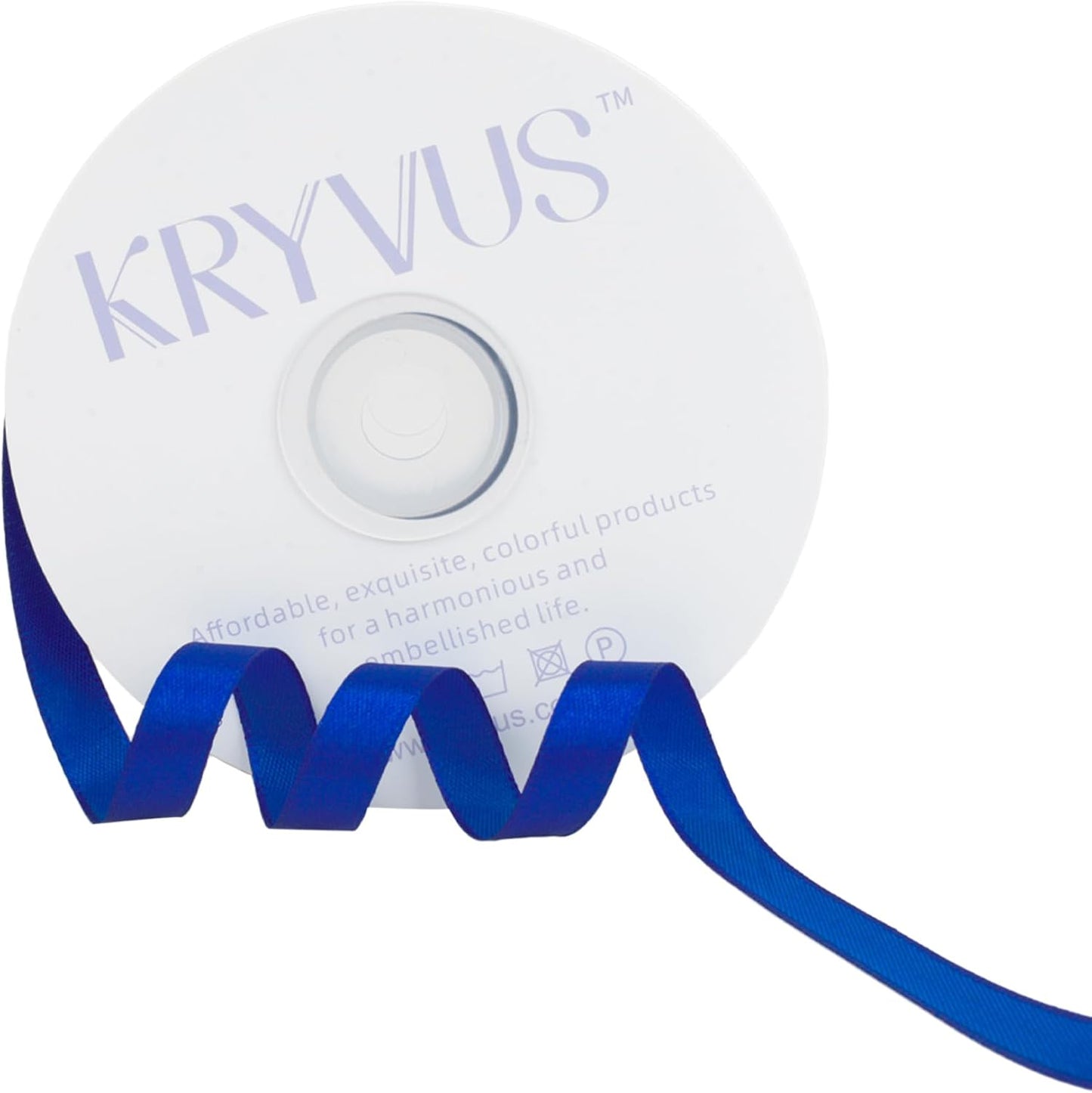 Dark Royal Blue Satin Ribbon 3/8 inch X Continuous 50 Yards, Single Face Polyester Ribbon Perfect for Gift Wrapping, Flower Bouquet, Wedding Decor, Crafts, Bow Making, Sewing and More