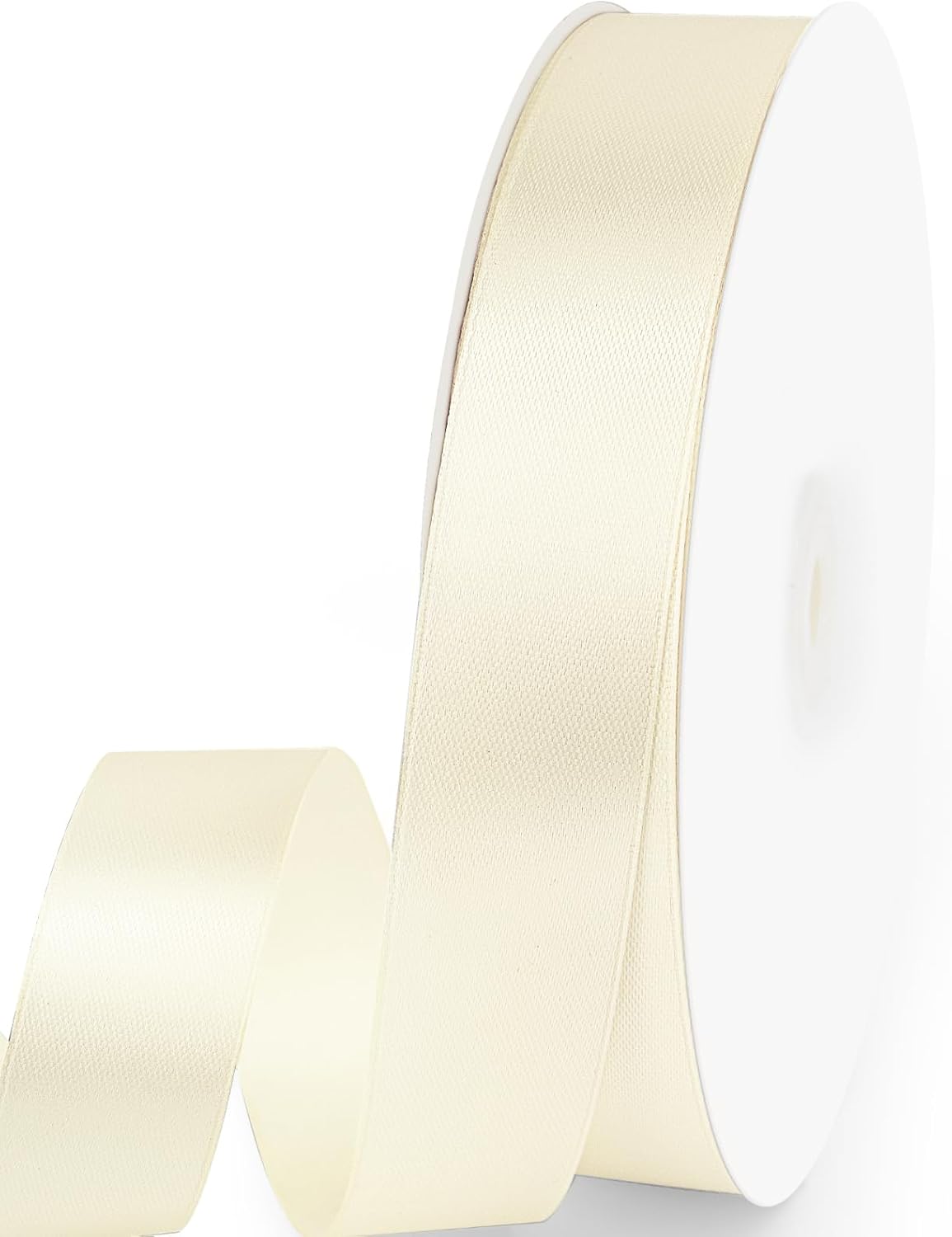 1" x 100 Yards Satin Ribbon - Ivory Silk Ribbon with Spool - Ideal for Gift Wrapping, Floral Bouquets, Crafts, Wedding Party Decorations, Christmas and Sewing Projects