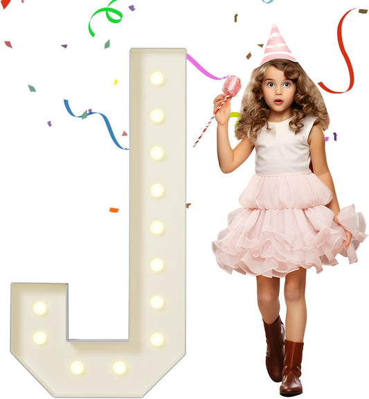 eufony Marquee Letters 4 Feet Tall, 4 FT Marquee Light Up Letters, Giant Light Up Letters 4FT for Birthday Party Baby Shower Gender Reveal Graduation Decorations, Letter J with LED Lights DIY Kit