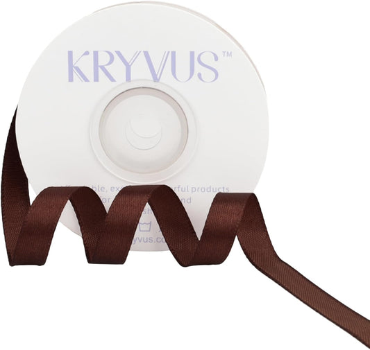 Dark Brown Satin Ribbon 3/8 inch X Continuous 25 Yards, Single Face Polyester Ribbon Perfect for Gift Wrapping, Flower Bouquet, Wedding Decor, Crafts, Bow Making, Sewing and More