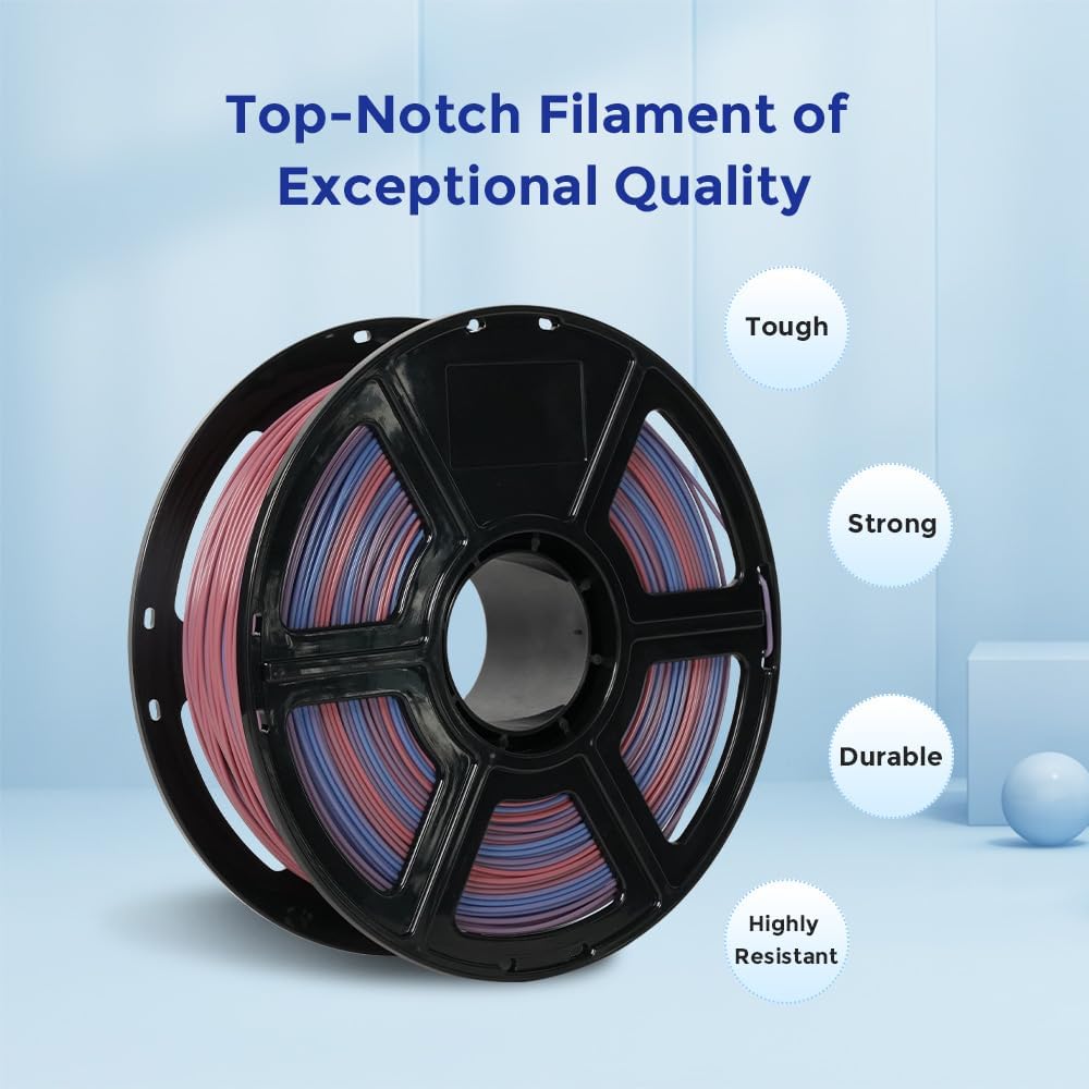 FLASHFORGE 3D Printer Filament Gradient Color Change PLA Filament 1.75mm, 1KG Spool (2.2lbs), Dimensional Accuracy +/- 0.02mm, Better Tenacity & No Knotting 3D Printing Filament (Pink & Blue)