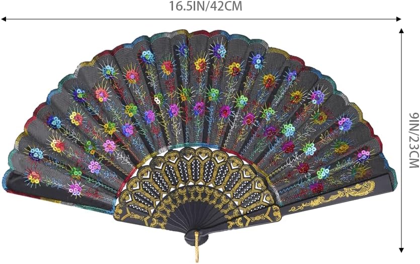 QIRMIZI 10 Pack Fabric Folding Handheld Fans, Perfect for Weddings, Parties, and Dancing,Multicolour