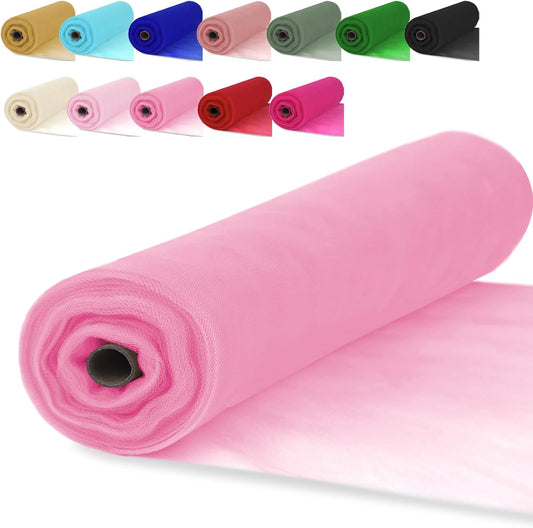 Pink Tulle Fabric Rolls 54 Inch x 10 Yards Large Mesh Tull Bolt for Wedding, Garden Netting, Tutu Skirt, Party Decoration and Craft Supplies