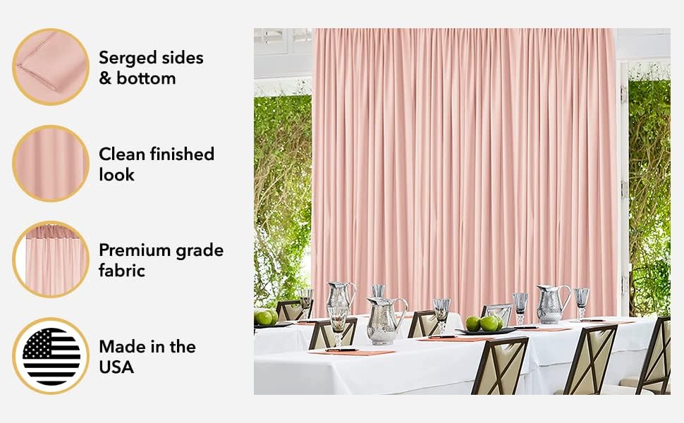 AK TRADING CO. 10 feet x 10 feet Black Polyester Backdrop Drapes Curtains Panels with Rod Pockets - Wedding Ceremony Party Home Window Decorations