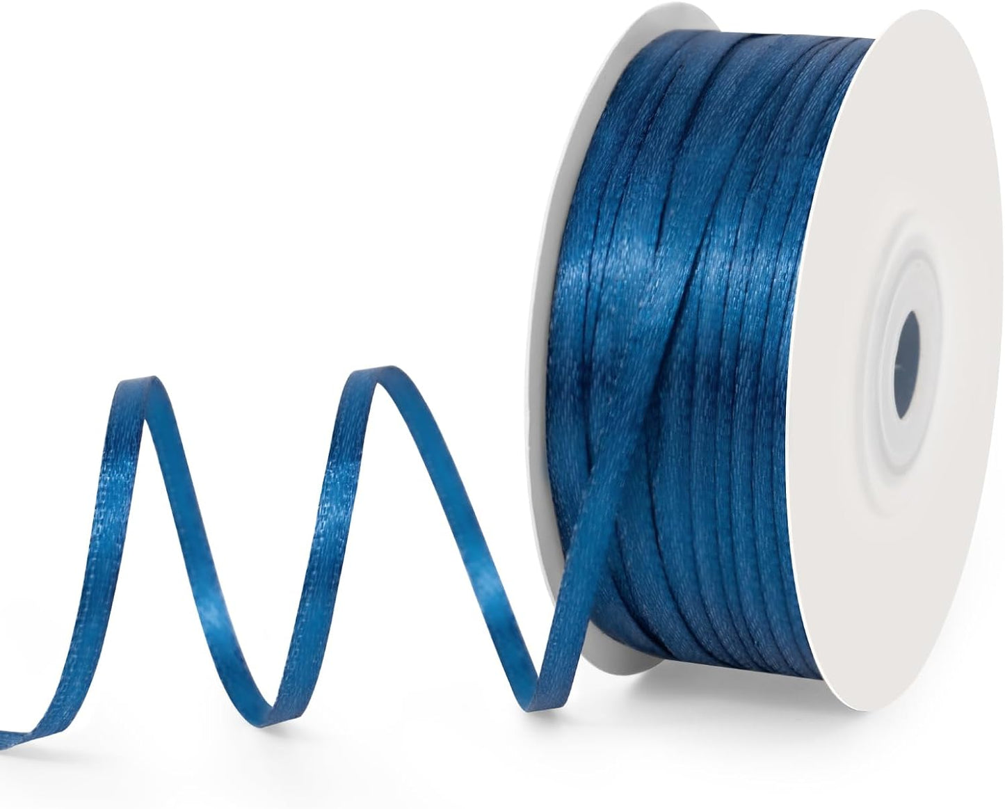 1/8" Wide x 100 Yards Single Face Polyester Satin Ribbon, Satin Ribbon for Crafts, Gift, Hair Bows, Wedding Party Decoration, Bow Making & Other Projects (Navy Blue)