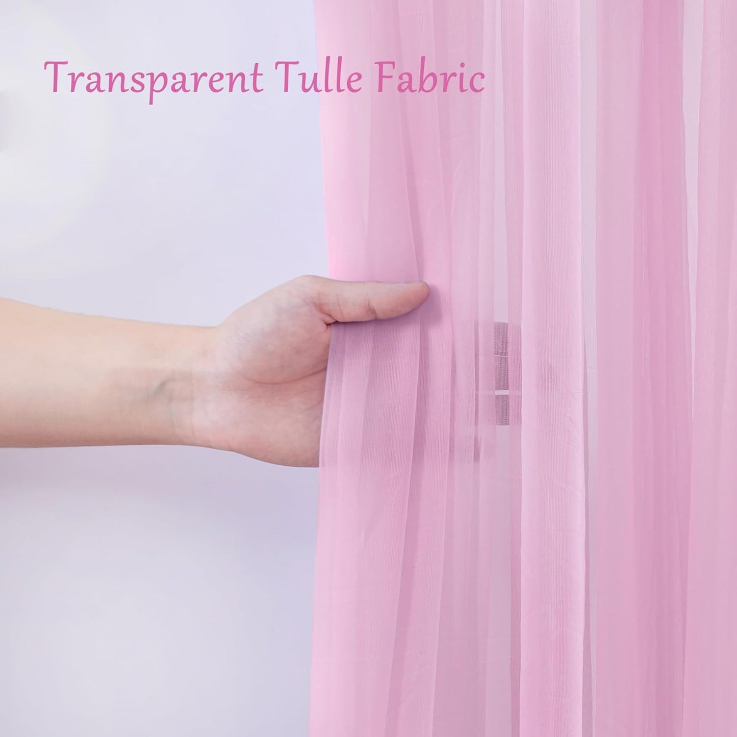 10x10 Pink Tulle Backdrop Curtains for Parties, Sheer Backdrop Curtain Wedding Photo Background Drapes for Baby Shower Photography Birthday Party