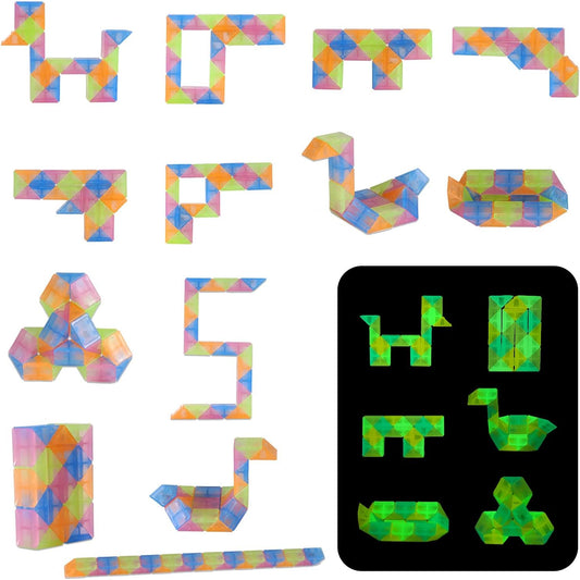 30pcs Bulk Fidget Glow in the Dark Snake Cube, Party Favors ,Goody Bag ,Bulk toys，Brithday Classroom Prizes,Pinata Stuffers Treasure Box for School Students Gifts for Boys and Girl