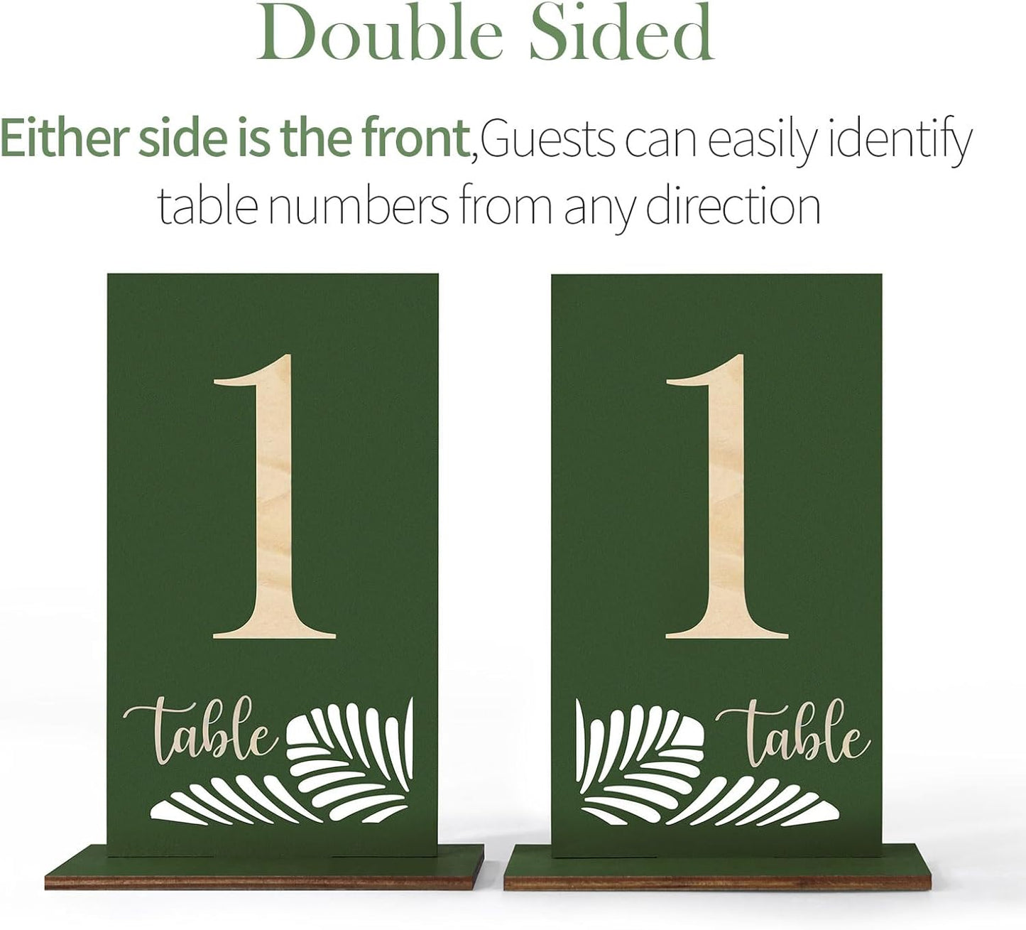 Wooden Table Numbers 1-25,3.2x5.8 Inch Double Sided Rustic Olive Green Wedding Table Number Signs with Wooden Base,Wedding Centerpieces for Banquet Restaurant Party Decor(Olive Green, 1-25)