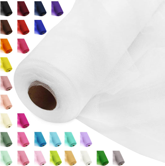 54" by 20 Yards White Tulle Fabric Rolls - Tutu Spool Bolt for DIY Wedding Decoration, Baby Shower Tutu Skirt, Gift Wrapping - Large Matte Tulle, Roll Packaging