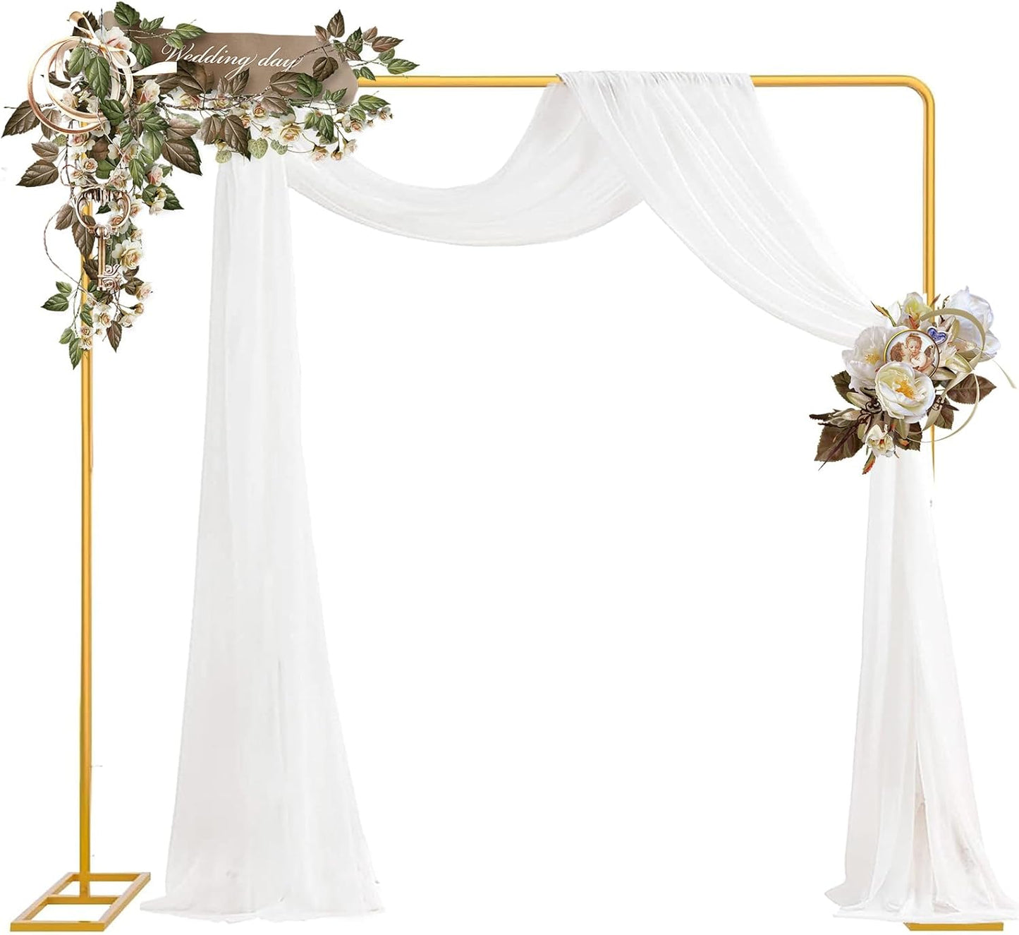 Wedding Arch Backdrop Stand Square 8.2FT Heavy Duty Metal Frame, Balloon Arch Stand Adjustable Photo Booth Decor for Baby Showers, Halloween Parties, Birthdays, Anniversaries