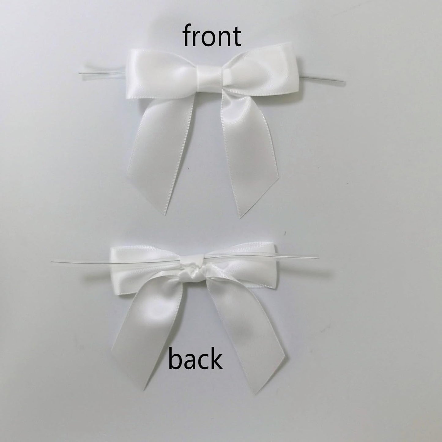 36pcs 3-1/2" White Satin Ribbon Bows with Twist Ties for Big Ribbon Bows for Gift Wrapping Packing Wedding Accessories Decoration (White)