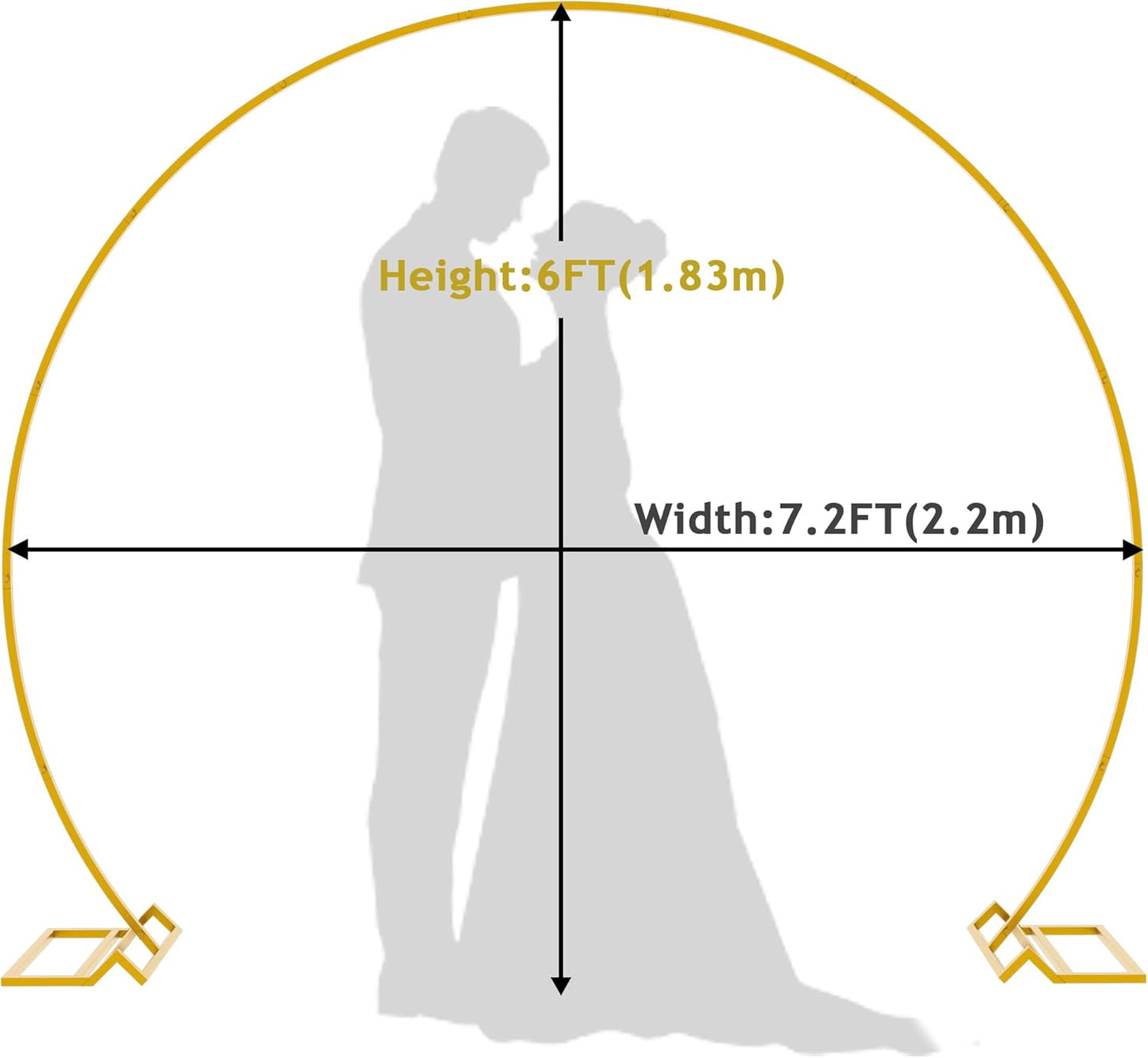 Wokceer Wedding Arch 7.2FT Round Backdrop Stand Gold Metal Circle Backdrop Stand Circle Balloon Arch Stand Frame for Birthday Party Bridal Shower Anniversary Ceremony Candy Tables Celebration