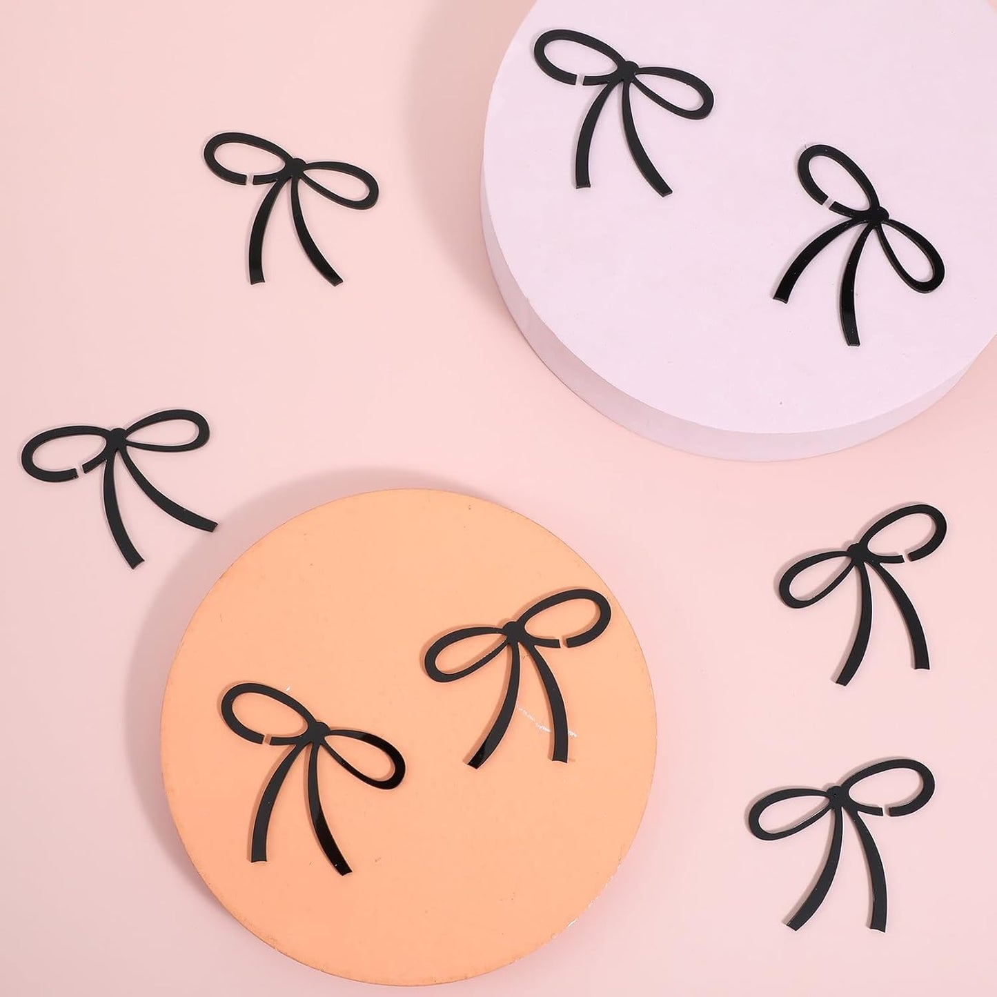 20 Pcs Bows for Champagne Glasses, Acrylic Drink Tags, Bows Drink Charms, Wine Glass Charms Black Bow Decor for Bachelorette Birthday Wedding Coquette Tasting Party Decor Accessory