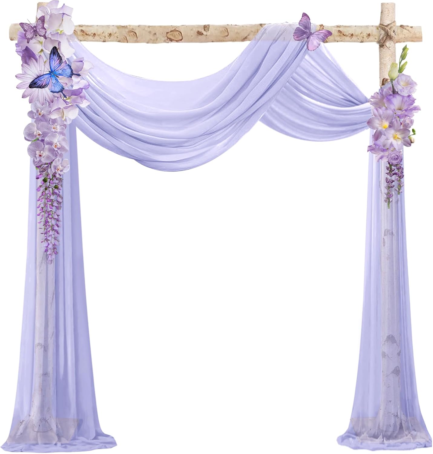 VOK Lavender Wedding Arch Draping Fabric Chiffon Fabric, 29in x 18Ft Sheer Chiffon Outdoor Curtain for Wedding Ceremony Birthday Party Decoration (Lavender,1 Panel)