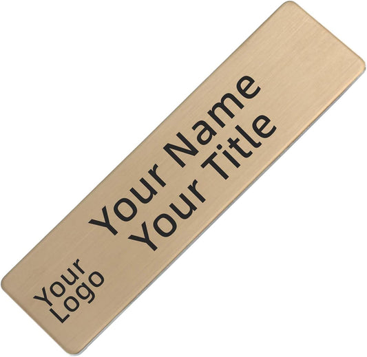 Stainless Steel Bronze Custom Name Tags with Pin or Magnet Adhesive Tape,Personalized,Customizable Name Tags,Custom ID Badge for Employee,Workers,Cops, Nurses, Doctors,Teachers(Rosegold)
