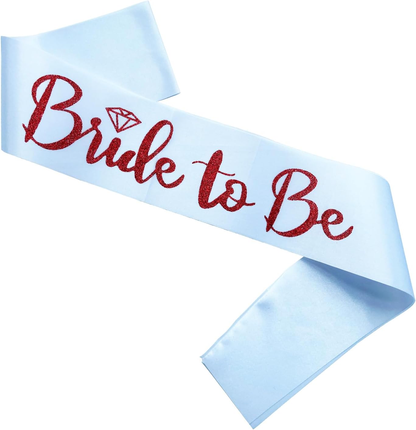 Bride to Be Sash, Bachelorette Party Sash for Bridal Shower Wedding Party Favors Accessories Supplies Engagement Gifts,White Satin with Glitter Letter Red