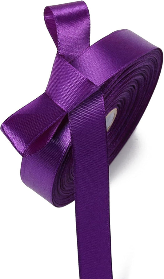 5/8" x 50 Yards Regal Purple Satin Ribbon Single Faced Fabric Ribbons for Gift Wrapping, Crafting, Bows Making, Sewing, Wedding, Home Decor
