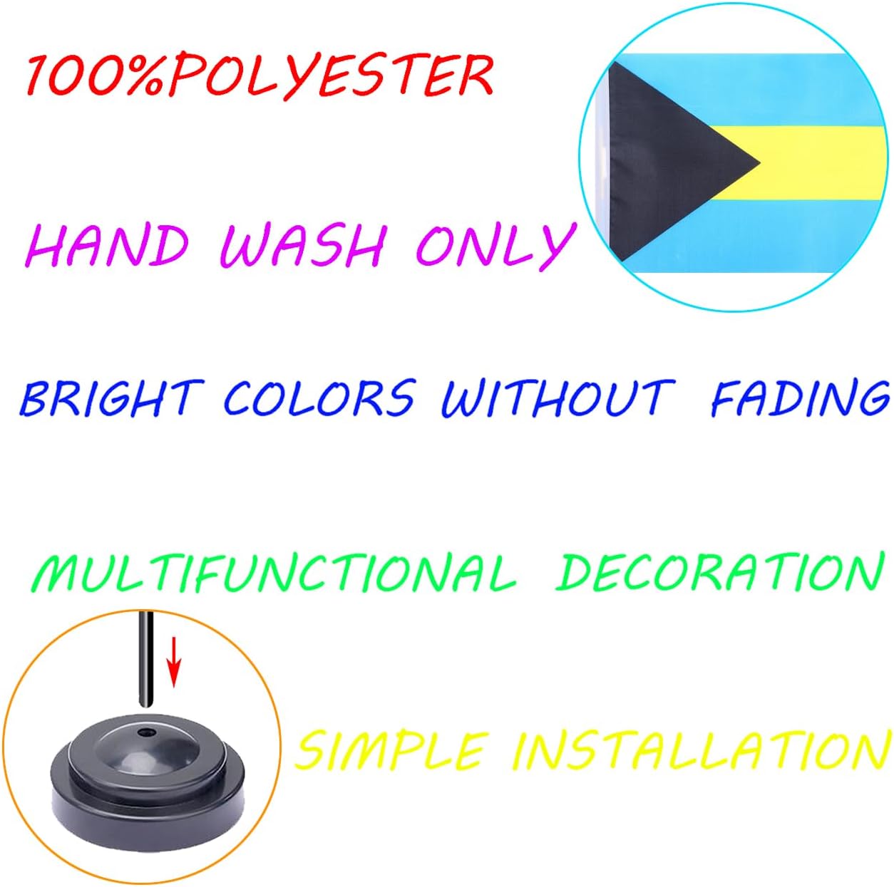 WXTWK 2 Pack Bahamas Flag Bahamas Deluxe Desk Flag Set - Mini Small Bahamian Table Office Flags with Black 12" Solid Pole Stand Base Classroom Meeting Desktop Decorations