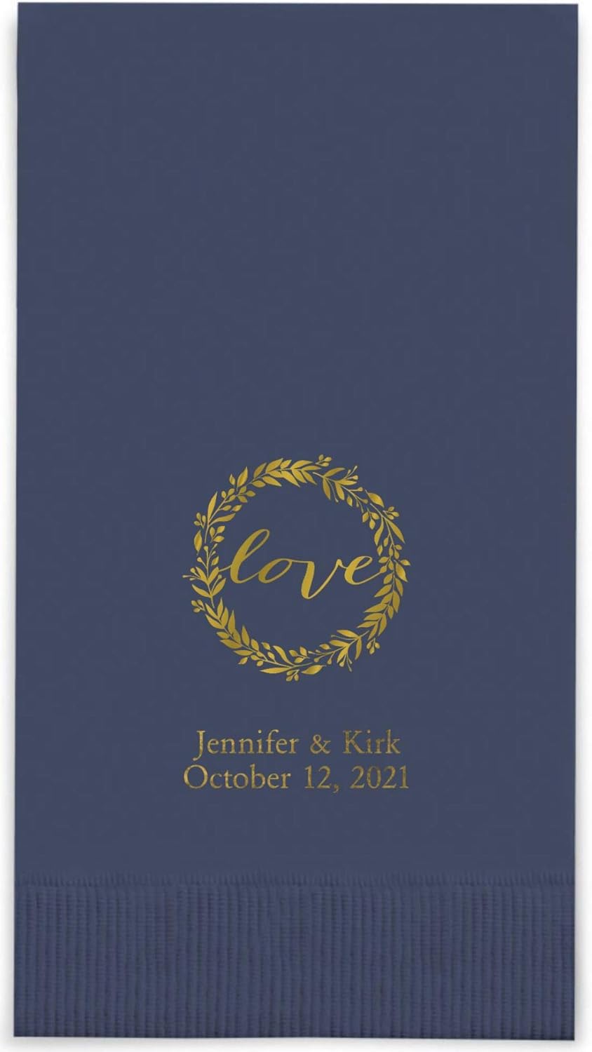 Weddingstar Personalized Printed Paper Napkins 3-Ply 40 Pack Dinner - Rectangular Fold Navy Blue