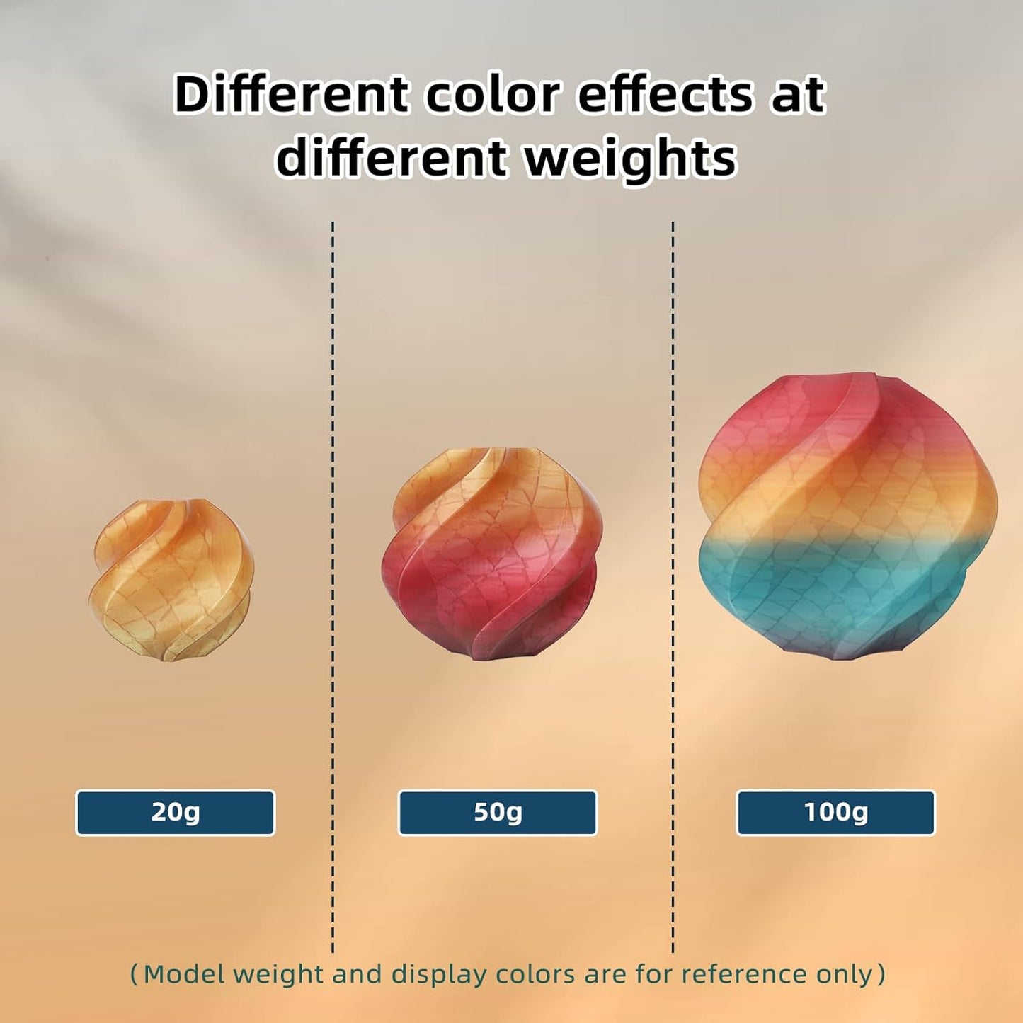 Transparent Multi Rainbow Color Gradient Change PLA 1.75mm 1KG 3D Printing Filament Crystal Rainbow PLA Clear PLA Filament with Cardboard Spool-Maple Leaf