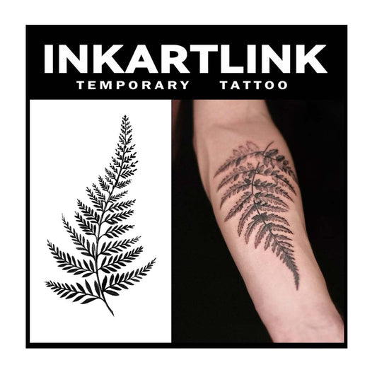 INKARTLINK Tattoo Tech, 2 Sheets Extra Large Semi Permanent Tattoo, Adult Art Design Temporary Tattoos, Lasts 1-2 Weeks, Waterproof, Realistic Look, No Adhesive, No Reflection (Flower) Big Leaves