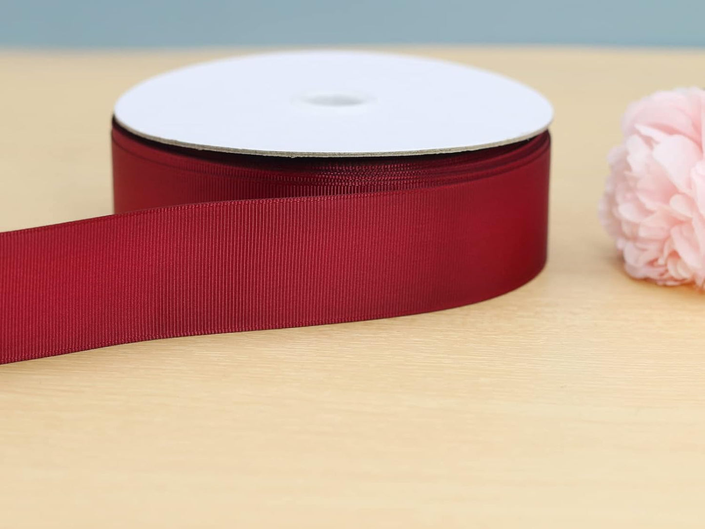 Jesep One Roll 50 Yards Soild Grosgrain Ribbon Boutique Gift Wrapping Package Ribbon, DIY Crafts Bow Hair Headband Accessories Assorted Ribbon #790 (1 1/2" 38mm, Maroon)