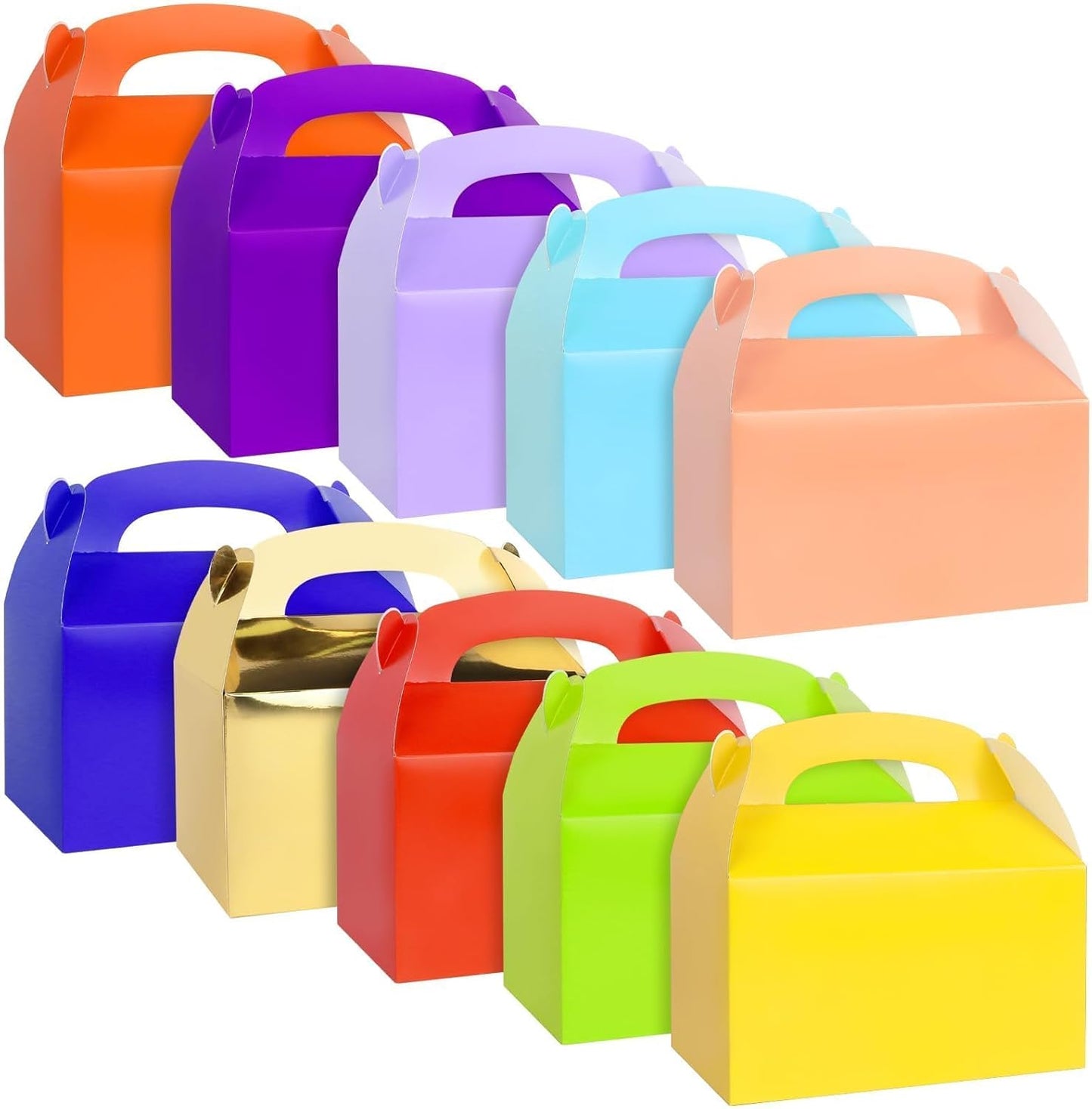 Rcybeo 30 PCS Gable Treat Boxes for Party, 10 Colors Candy Boxes Party Favor for Kids Birthday, Snack Goodie Candy Treat Boxes for Wedding Party Favors, Baby Shower, 6.3 x 3.5 x 3.5 In