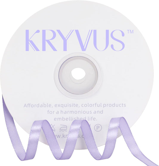 Lavender Satin Ribbon 1/4 inch X Continuous 50 Yards, Single Face Polyester Ribbon Perfect for Gift Wrapping, Flower Bouquet, Wedding Decor, Crafts, Bow Making, Sewing and More