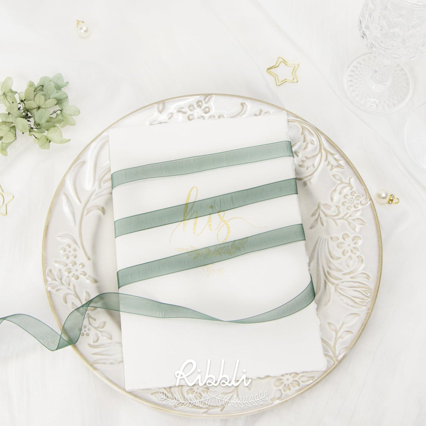 Ribbli Spruce Green Organza Ribbon,1/2 Inches x Continuous 50 Yard, Green Sheer Ribbon for Gift Wrapping,Cookie Wrapping,Wedding Decoration,All Crafting and Sewing