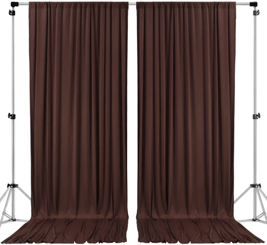 AK TRADING CO. 10 feet x 10 feet Brown IFR Polyester Backdrop Drapes Curtains Panels with Rod Pockets - Wedding Ceremony Party Home Window Decorations
