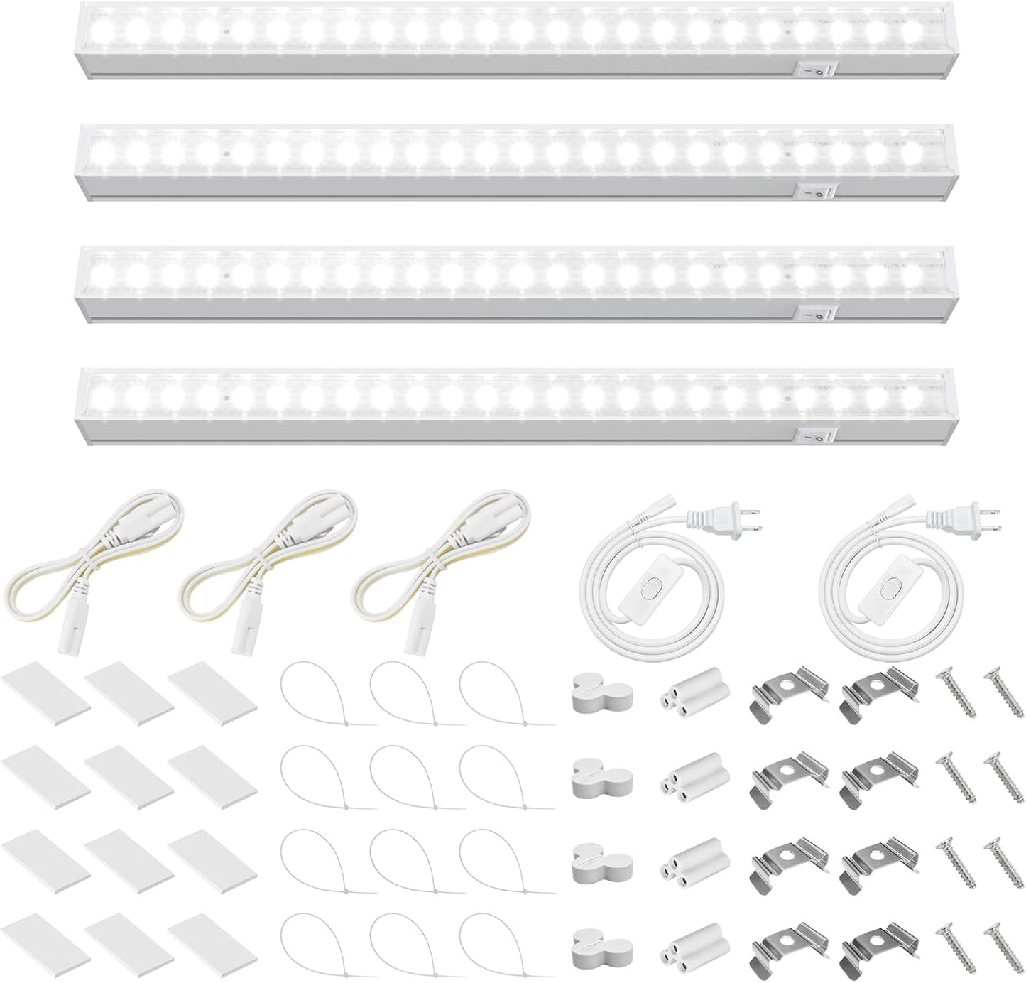 Barrina T5 Grow Lights for Indoor Plants, 5000K Full Spectrum, 1FT LED Growing Lamp, Plant Light Strip, for Seed Starting, Vegetables, Plug and Play, 4-Pack